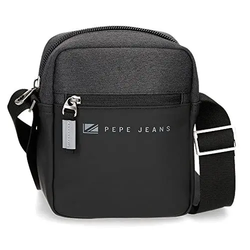 Produktbild: Pepe Jeans Jarvis Kleine Umhängetasche, Schwarz, 15 x 19,5 x 6 cm, Polyester mit Details aus Kunstleder