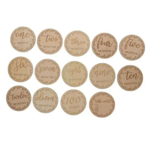 Produktbild: PEPLAYTAL 12stücke Holz Meilenstein Karten Neugeborene Wachstumskarten Fotorequisiten Für Unvergessliche Momente Einzigartige Holzstruktur Für Neue Eltern Und Junge Mädchen