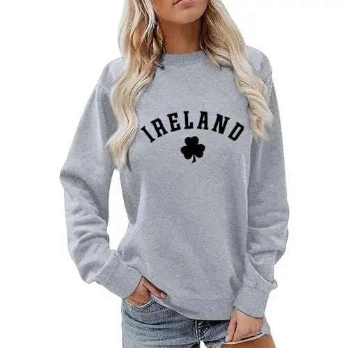 Produktbild: Peplum Top Women's Print Hoodless Sweatshirt Oberteil Damen 𝐋angarm (Grey, XXL)