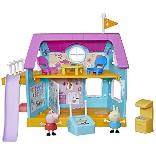 Produktbild: Peppa Pig Peppas Kinder-Clubhaus, Vorschulspielzeug mit Soundeffekten, enthält 2 Figuren und 7 Accessoires, ab 3 Jahren