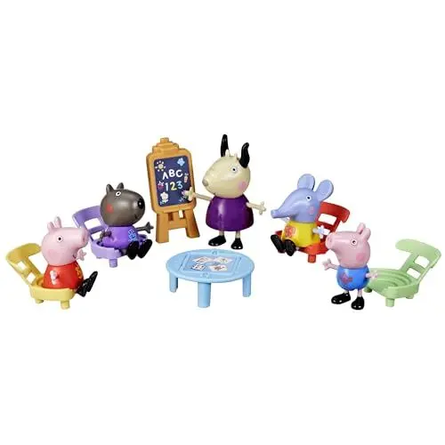 Produktbild: Peppa Pig Peppas Spielgruppe Spielzeug-Set mit 5 Figuren von Peppas Freunden, Klassenzimmer-Accessoires für interaktives Spielen, für Kinder ab 3 Jahren