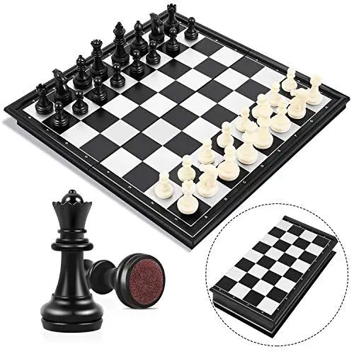 Produktbild: Peradix Schachspiel Magnetischem Einklappbar Schachbrett Schach für Kinder ab 6 Jahre (Schwarz und Weiß-25 * 25cm)
