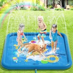 Produktbild: Peradix Splash Pad,170CM Sprinkler Wasser-Spielmatte Anti-Rutsch Splash Play Matte Sommer Outdoor Garten Kinder Spielzeug Sprinklerpool für Baby Party