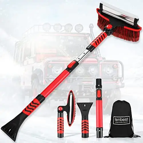 Produktbild: Perbabe Eiskratzer Auto mit Besen 110 cm Auto Reinigungsbürste, Abnehmbarer Eiskratzer und 270 ° Drehbarer Bürstenkopf, 3 in1 Eiskratzer Auto Ergonomischem Schaumstoffgriff für Auto, SUV, LKW, PKW