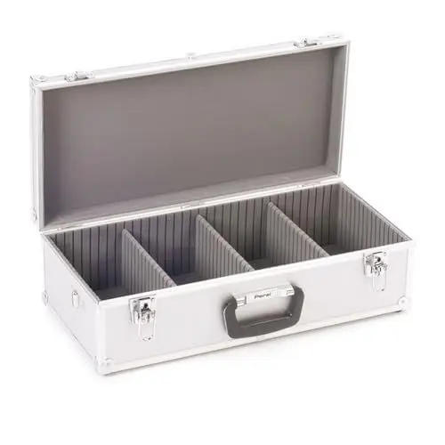 Produktbild: Perel CD-Koffer, 80 CDs, Schlüsselschloss, 2 Schlüssel, Aluminium, 565 x 265 x 170 mm