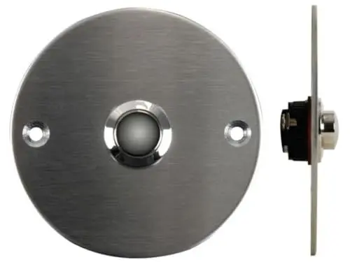 Produktbild: Perel Edelstahl klingeltaster, runder türklingelknopf, ø 75 mm, verdrahtete türklingel, no Kontakt, ip22 spritzwassergeschützt, halbeinversierte Montage, 75x75x17 mm, lochabstand 60 mm, Betrieb mit 8