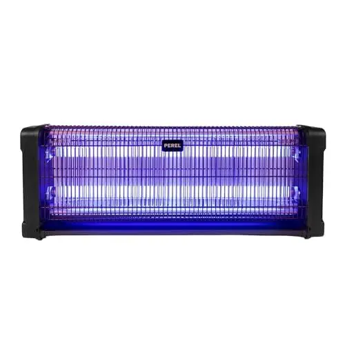 Produktbild: Perel Elektrischer Insektenvernichter, UV-Lampe, Mückenlampe, Fliegenfalle, Anti Mücken Anti Fliegen Anti Wespen, Hochspannungsgitter 2800 V, 150 m², abnehmbare Auffangschale, schwarz