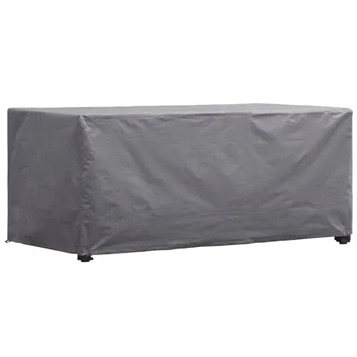 Produktbild: Perel Schutzhülle für Tische bis zu 140 cm, Abdeckplane, Abdeckhülle Garten, Möbel Abdeckung, Schutz Gartenmöbel, Winterabdeckung, grau, rechteckig, 145 x 105 x 75 cm
