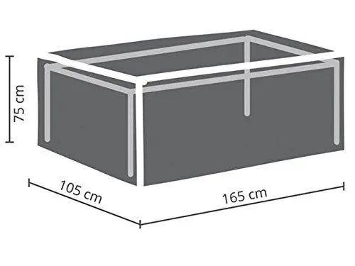 Produktbild: Perel Schutzhülle für Tische bis zu 160 cm, Abdeckplane, Abdeckhülle Garten, Möbel Abdeckung, Schutz Gartenmöbel, Winterabdeckung, grau, rechteckig, 165 x 105 x 75 cm