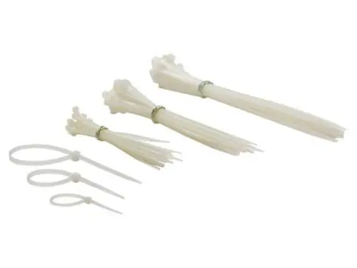 Produktbild: Perel Set Nylon-Kabelbinder, verschiedene Größen, weiß, UV-beständig, 75 Stück
