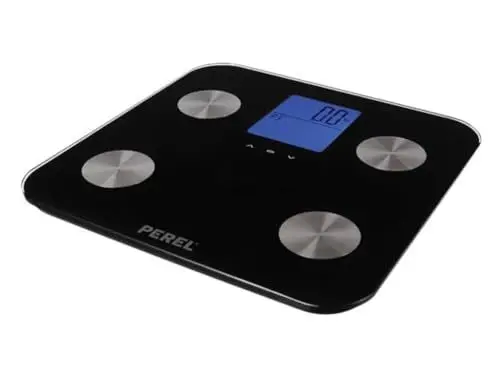 Produktbild: Perel Smart Personenwaage, digital, max. 180 kg, Körperanalyse, Körperfett, LCD-Anzeige, BIA-Technologie, automatische Abschaltung, Schwarz