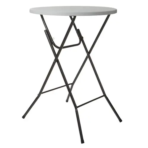 Produktbild: Perel Stehtisch klappbar, Bistrotisch, Klapptisch, stehtisch Outdoor wetterfest, Stehbiertisch rund, hoch, für Terrasse, Balkon, Garten, tragbar, Ø 80 x 110 cm, weiß