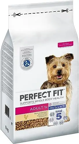 Produktbild: Perfect Fit Adult 1+ Trockenfutter für kleine Hunde (<10kg), 6kg (1 Beutel) – Premium Hundefutter trocken reich an Huhn, zur Unterstützung der Vitalität