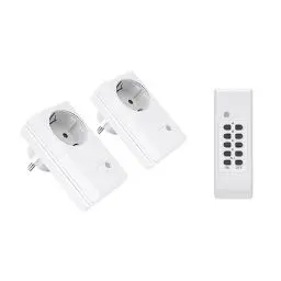 Produktbild: Perfect Funksteckdosen Set, 2x Funksteckdose, 1x Funkfernbedienung, Indoor, 220-240V - 50 Hz, 1100 Watt, 30m Reichweite, weiß