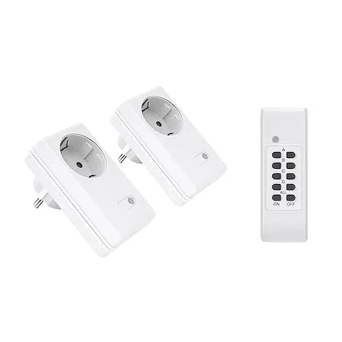 Produktbild: Perfect Funksteckdosen Set, 2x Funksteckdose, 1x Funkfernbedienung, Indoor, 220-240V - 50 Hz, 1100 Watt, 30m Reichweite, weiß