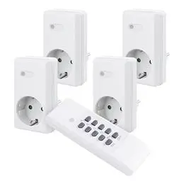 Produktbild: Perfect Funksteckdosen Set, 4x Funksteckdose, 1x Funkfernbedienung, Indoor, 220-240V - 50 Hz, 1100 Watt, 30m Reichweite, weiß