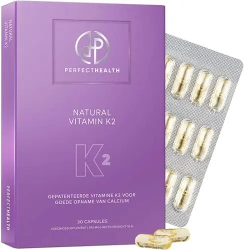 Produktbild: Perfect Health - Vitamin K2 Hochdosiert 100 µg - 30 Softöl Kapseln - Premium Qualität: VitaMK7® aus Natto Fermentation - Vitamin K2 MK7 in Bio-Olivenöl - Vegan - Ohne Zusatzstoffe