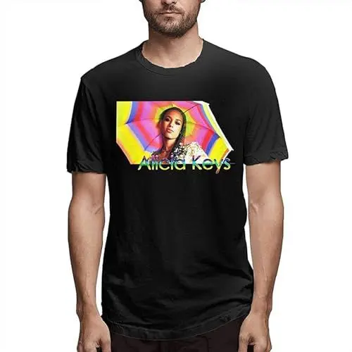 Produktbild: Perfect for U Alicia Keys Men's Design Fashion Trend Style Short Sleeve Tee T-Shirt Black XXL