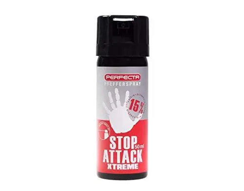 Produktbild: Perfecta Pfefferspray Stop Attack Extreme, Tierabwehrspray 50 ml, Abwehrspray ideal zur Selbstverteidigung, 5 m Sprühweite