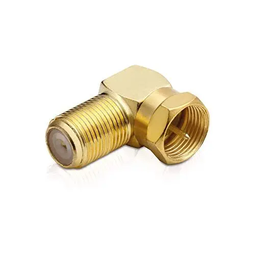 Produktbild: PerfectHD SAT F-Stecker | Winkeladapter 90° Grad | F-Stecker > F-Buchse 90° | gewinkelt F-Winkelstecker TV | F-Adapter für Antennenkabel Satellitenkabel Koaxialkabel | Vergoldet