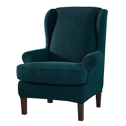 Produktbild: perfecti 2 Stück Ohrensessel Schonbezug Elastisch Sofa Überwurf Waschbar Sessel Schutzhülle Aus Polyester Basisabdeckung Mit Kissenbezug Für Wohnzimmer und Schlafzimmer (Grau/Weinrot/Grün)