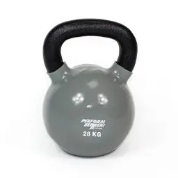 Produktbild: PERFORMBETTER+ Kettlebell 28kg, grau – Kugelhantel aus Gusseisen mit Vinyl-Ummantelung, freies Gewichtstraining/Kraft-Ausdauer