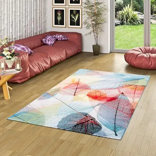 Produktbild: Pergamon Designer Teppich Faro Tropical Bunte Blätter in 5 Größen