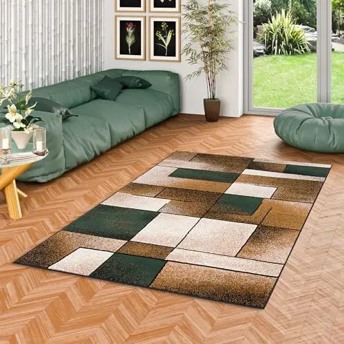 Produktbild: Pergamon Designer Teppich Modern Wohnzimmer Schlafzimmer Esszimmer Kurzflor Brilliant Beige Grün Fantasy