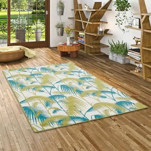 Produktbild: Pergamon Designer Teppich Samba Türkis Grün Palmen in 5 Größen
