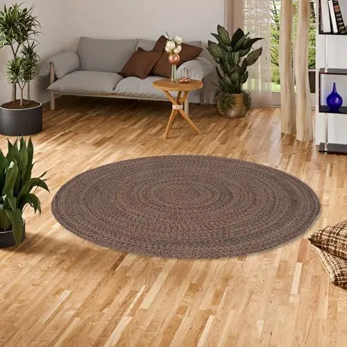 Produktbild: Pergamon Handgefertigter Runder Jute-Teppich - Natürliches Design - Ideal für Wohnzimmer und Schlafzimmer - Langlebiger, Hochwertiger Teppich