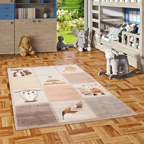 Produktbild: Pergamon Kinderzimmer Teppich Kurzflor Maui Kids Waldtiere Beige Braun in 5 Größen