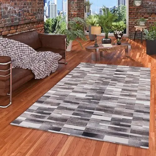 Produktbild: Pergamon Kunstfaser Patchwork Tierfell Beige Braun Stripes in 4 Größen