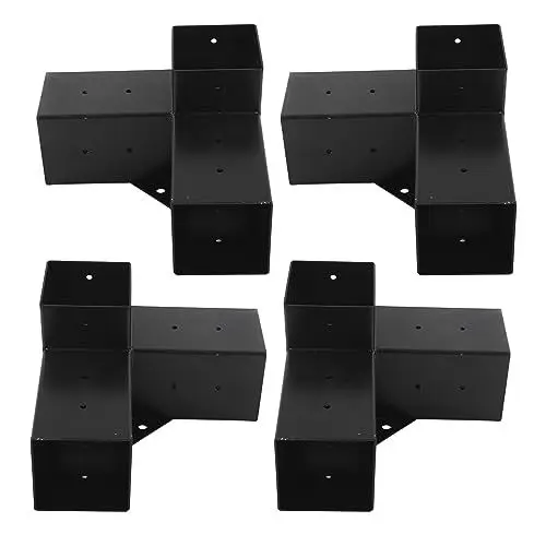 Produktbild: Pergola-Halterungs-Stahl-Hardware-Kit für die Holzbearbeitung Im Freien, Robustes und Rostfreies DIY-Hardware-Kit für Erhöhte Holzständer (4PCS)