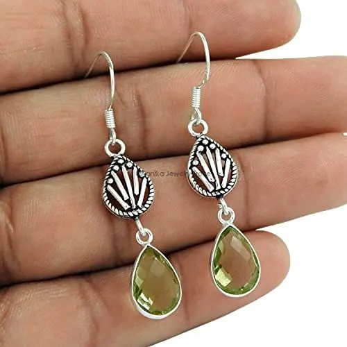 Produktbild: Peridot-Ohrringe im Bali-Stil aus 925er Sterlingsilber für Damen