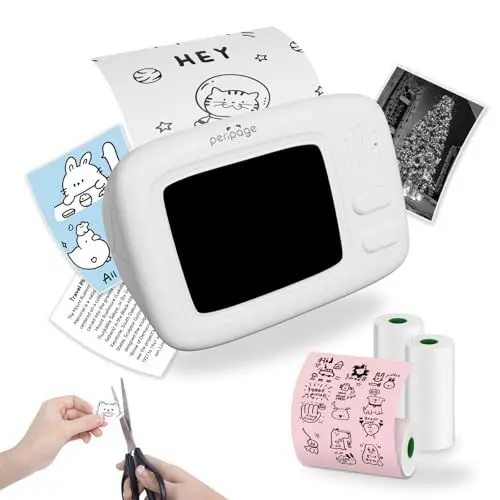 Produktbild: PeriPage Mini Drucker Aufkleberdrucker, Tragbarer Mini Thermodrucker Kompatibel mit Android/IOS-Geräten Inklusionsloser Etikettendrucker zum Lernen, Aufzeichnen, Geschenk für Kinder