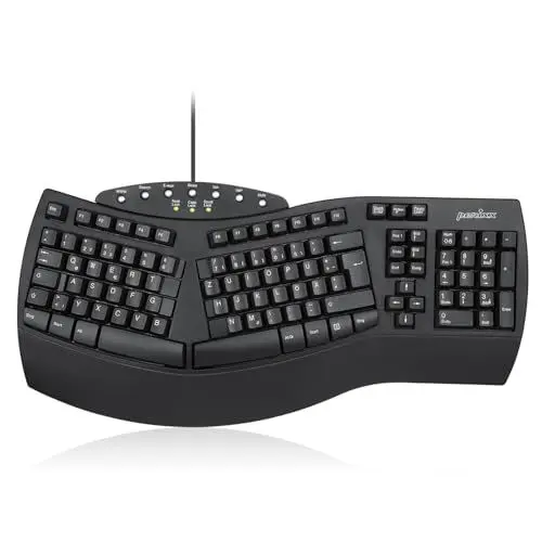 Produktbild: Perixx PERIBOARD-512 Ergonomische Tastatur - Geteiltes Tastenfeld - USB - Empfohlen bei Tennisarm -QWERTZ Deutsches Layout - Schwarz