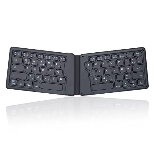 Produktbild: Perixx PERIBOARD-805 Ergo, Bluetooth 5.1 Faltbare ergonomische Tastatur, Ultra-dünnes tragbare Falt-Tastatur, Dunkelgrau, DE QWERTZ Layout