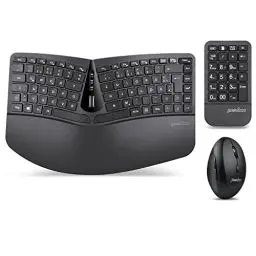 Produktbild: Perixx PERIDUO-606A 3-in-1 Kabellose Ergonomische Tastatur, Vertikale Maus, Numerisches Tastenfeld, Verstellbare Handballenauflage, QWERTZ