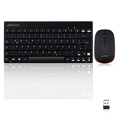 Produktbild: Perixx PERIDUO-712, Kabelloses Mini Tastatur und Maus Set - Minigröße - mit Nano Receiver - 2.4Gh - Schwarz - Leicht und Klein
