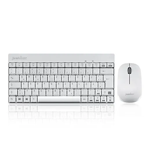 Produktbild: Perixx PERIDUO-712, Kabelloses Mini Tastatur und Maus Set - Minigröße - mit Nano Receiver - 2.4Gh - Weiß - Leicht und Klein