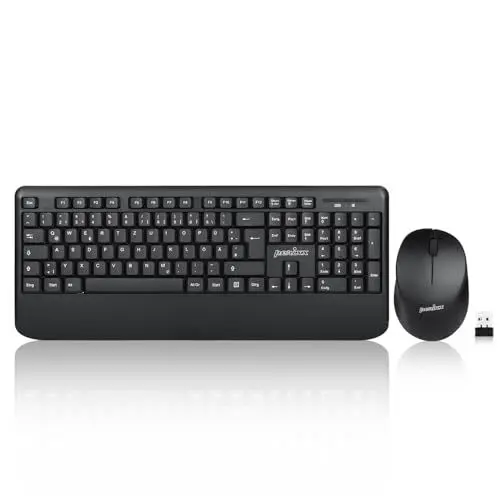 Produktbild: Perixx PERIDUO-714, Kabelloses Standard Vollformat Tastatur mit Nummernblock und Maus Desktop Set, 2,4 GHz Funkverbindung, Schwarz, DE QWERTZ