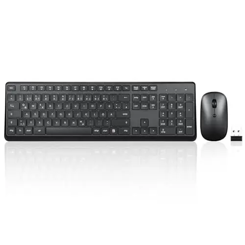 Produktbild: Perixx PERIDUO-716, Kabellose 2,4-GHz Tastatur-Maus-Set, Standardgröße - Schwarz, Deutsches QWERTZ