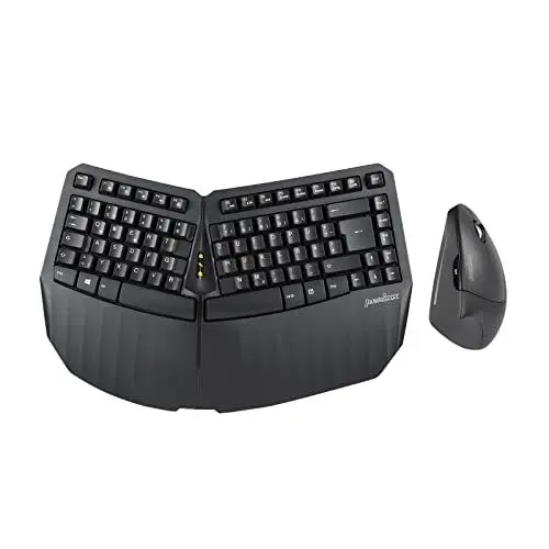 Produktbild: Perixx PERIDUO-813 - Ergonomische Kabellose Tastatur und Vertikale Maus, Kompakt, Handgelenkauflage, Multiverbindung, Schwarz - QWERTZ
