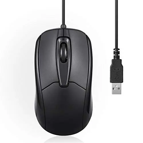 Produktbild: Perixx PERIMICE-209U Kabelgebunde USB Maus mit Scrollrad, geeignet für Links- und Rechtshänder, zur Nutzung am Desktop-PC und Laptop, Schwarz