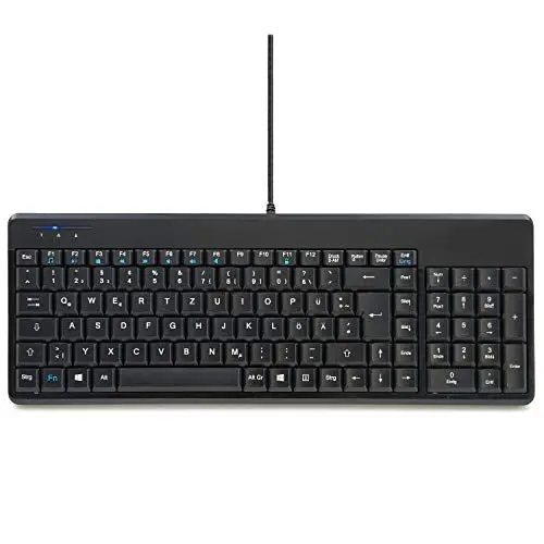 Produktbild: Perixx Periboard-220 Kompakte Tastatur mit USB Hub - 2 USB Hubs - mit Ziffernblock - Deutsches Layout