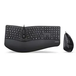 Produktbild: Perixx Periduo-505, Ergonomische Tastatur und Vertikale Maus Desktop Set, Geteiltes Tastenfeld, 4-Wege-Scrollrad, Anpassbare Handballenauflage, Flache Tasten, USB-Kabelgebunden, DE QWERTZ