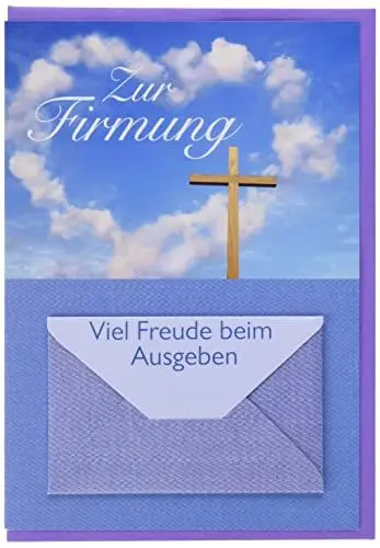Produktbild: Perleberg Karte zur Firmung - Lifestyle Collection - Wolkenherz-Motiv - Grußkarten modern mit passendem Umschlag - Geschenk Firmung - Karten zur Firmung in 11,6 x 16,6 cm