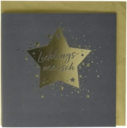 Produktbild: Perleberg - Allgemeine Glückwunschkarte der Black&Gold Collection - hochwertige Karte in Premium-Qualität inkl Umschlag - stilvolle Glückwunschkarten mit Goldschrift & Stern 15 x 15 cm