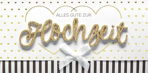 Produktbild: Perleberg - einzigartige Hochzeitskarte mit Lettering Surprise - wunderschöne Glückwunschkarte 11 x 22 cm - Karte zur Hochzeit mit Umschlag in weiß - hochwertige & besondere Hochzeitskarten