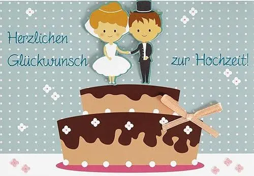Produktbild: Perleberg - einzigartige Hochzeitskarte mit Paar Motiv - wunderschöne Glückwunschkarte 11,6 x 16,6 cm - Karte zur Hochzeit mit stilvollem Brautpaar Motiv - hochwertige & besondere Hochzeitskarten
